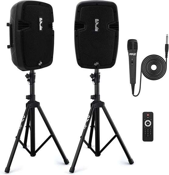 Pyle Powered Bluetooth PA Speaker Kit - Event Ready - Just Plug In and Play Active
