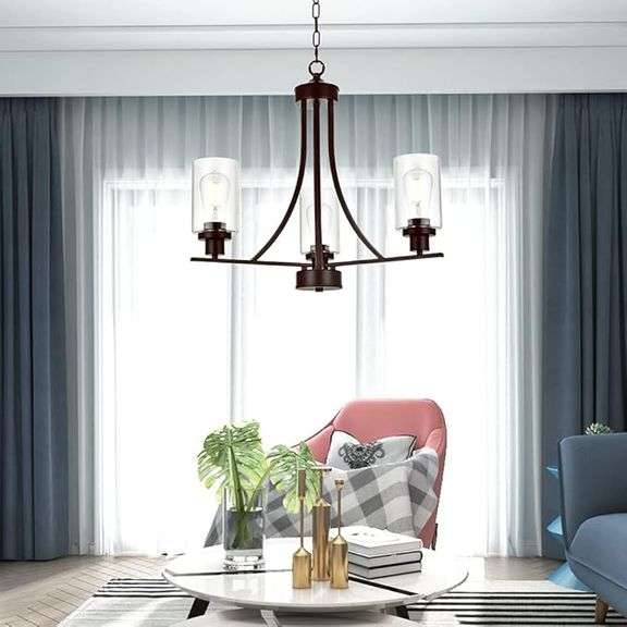 BONLICHT 3 Lights Oil-Rubbed Bronze Traditional Chandelier Rustic Kitchen Island