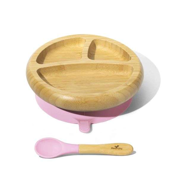 Baby Divided Plate + Spoon | Bamboo & Silicon