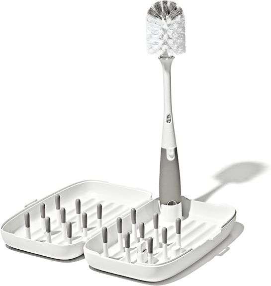 OXO Tot Travel Size Drying Rack with Bottle Brush- Gray