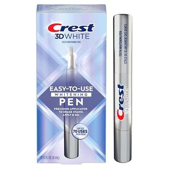 Crest 3DWhite Teeth Whitening Pen – Easy to Use, Erases Surface Stains – Up to 75 Uses per Pen – Con