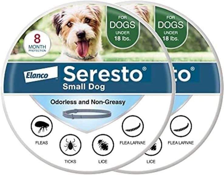 2 Pack Seresto Small Dog Vet-Recommended Flea & Tick Treatment & Prevention Collar
