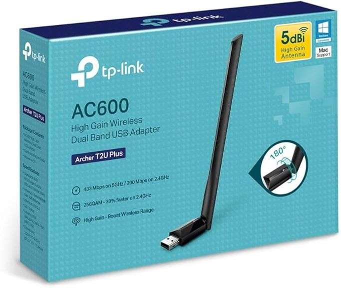 TP-Link AC600 USB WiFi Adapter for PC (Archer T2U Plus)- Wireless Network Adapter