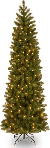 National Tree Company Pre-Lit 'Feel Real' Artificial Slim Downswept Christmas Tree, Green