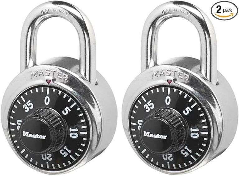 Master Lock Black Gym Locker Lock Combination Padlock, Indoor Combo Lock with Preset 3-Digit Code