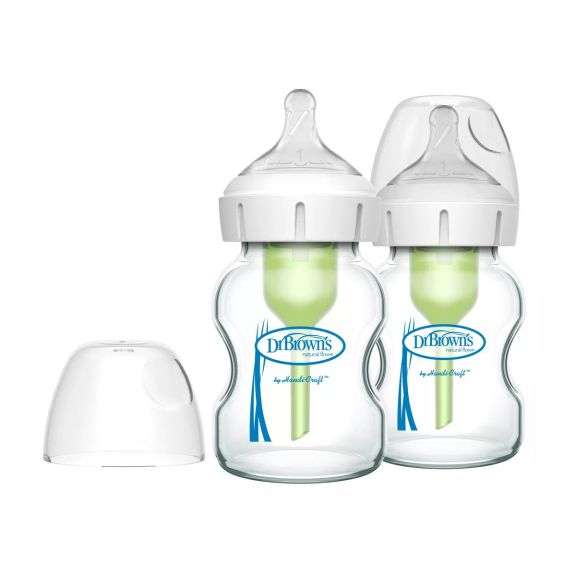 Dr. Brown's Options+ Wide-Neck Anti-Colic Glass Baby Bottle - 2pk 5 oz