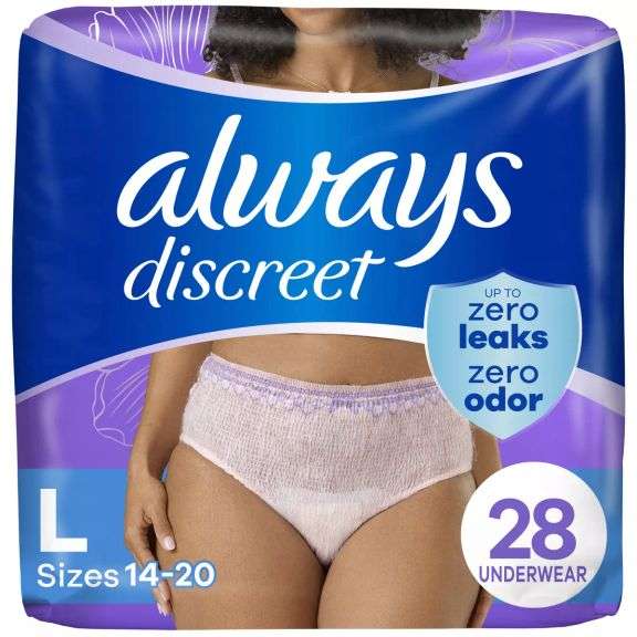 Always Discreet Adult Postpartum Incontinence Underwear for Women - Maximum Protection