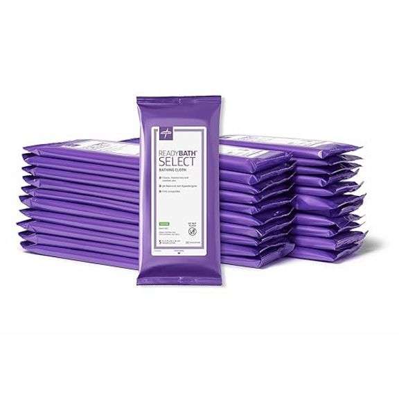 Medline ReadyBath Select Thick Adult Bath Wipes, 150 Wipes (5 Wipes, 30 Packs), Scented