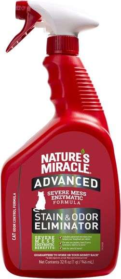 Nature's Miracle Advanced Cat Stain and Odor Eliminator Spray, Severe Mess Enzymatic Formula, 32 fl 