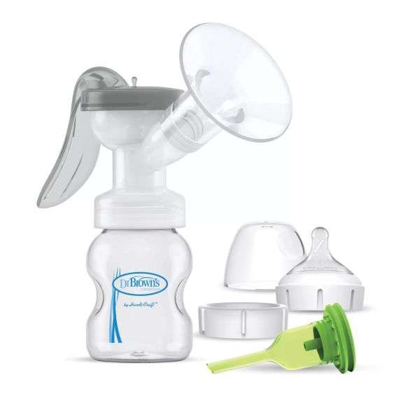 Dr. Brown's Manual Breast Pump with Soft Shape Silicone Shield & Anti-Colic Options+ Baby Bottle - 4