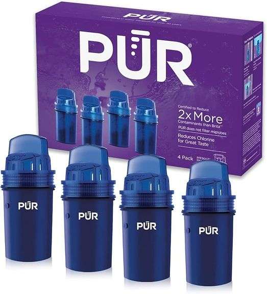 PUR Water Pitcher & Dispenser Replacement Filter 4-Pack, Genuine PUR Water Filter, 2-in-1 Powerful