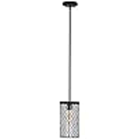 Amazon Brand – Stone & Beam Wire Cylinder Cage Ceiling Pendant Fixture with LED Light Bulb - 6.5 x 6