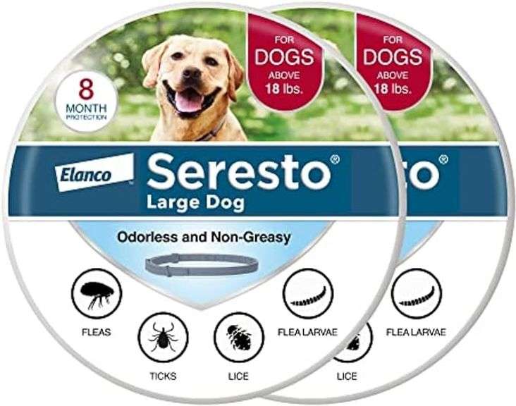 Seresto Large Dog Vet-Recommended Flea & Tick Treatment & Prevention Collar for Dogs Over 18 lbs. | 