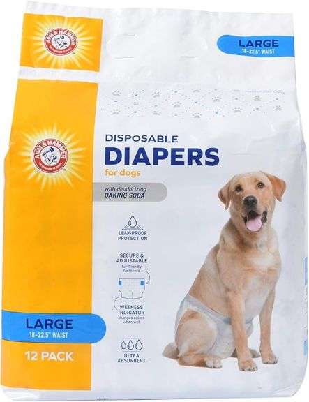 Arm & Hammer for Pets Female Dog Diapers, Size Large, 12 Count | Ultra-Absorbent, Adjustable Girl Do