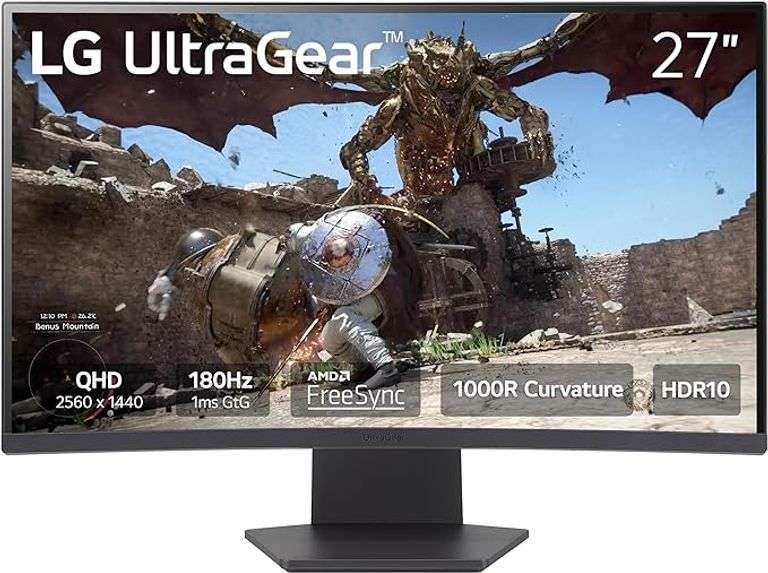 LG 27GS60QC-B Ultragear Curved Gaming Monitor 27-Inch QHD