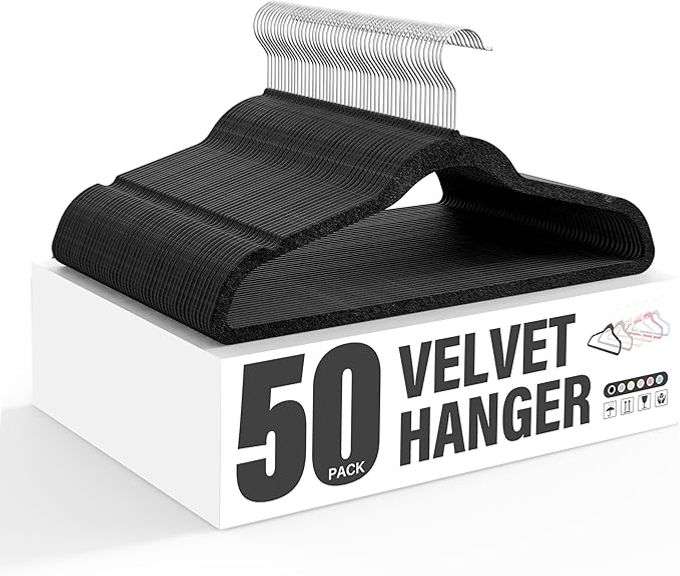 Simple Deluxe Velvet Hangers 50 Pack, Non-Slip Clothes Hangers with Shoulder Notches