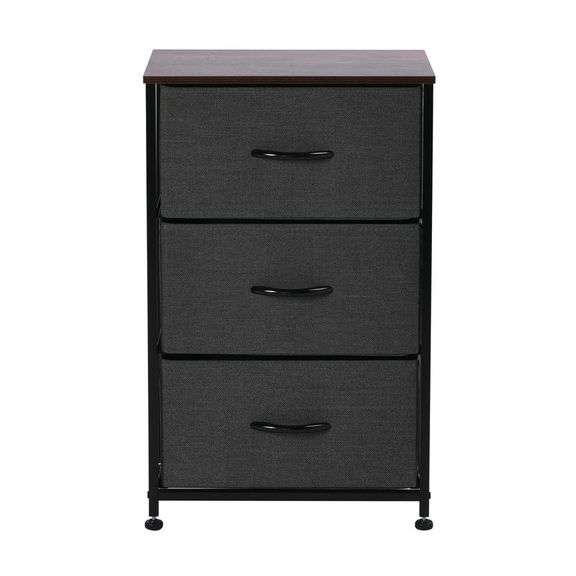 Sherwood Luna 3 Drawer Fabric Home Dresser Charcoal