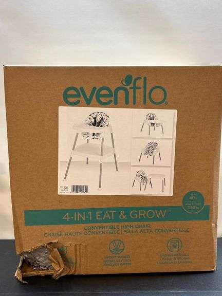 Evenflo 4-in-1 Eat & Grow Convertible High Chair + Sassy Stacks of Circles  Stacking Ring STEM Learni - Vitcom Auction