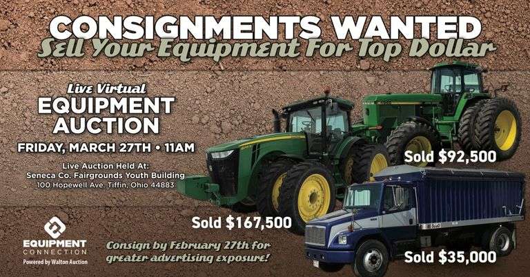 Spring Live Virtual Equipment Auction - Fri. March 27th @ 11AM
