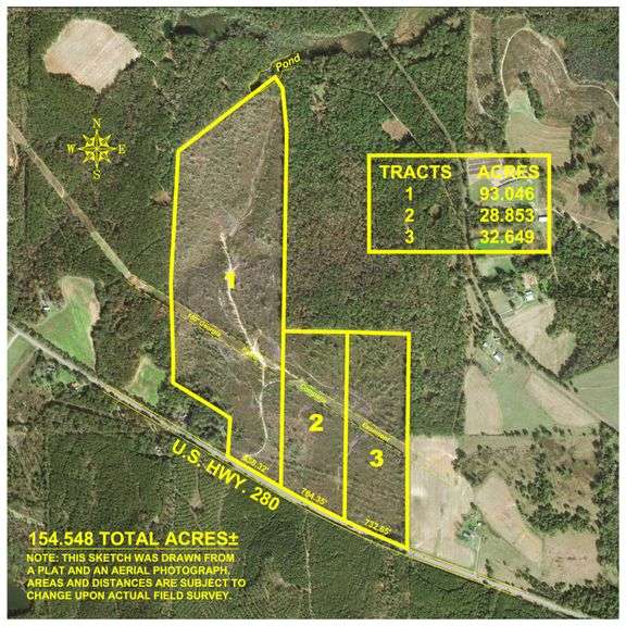 Simpson 154 Land Auction - 154+/- Total Acres - 3 Tracts - Planted Pines & Premium Hunting - Offered Divided & As A Whole