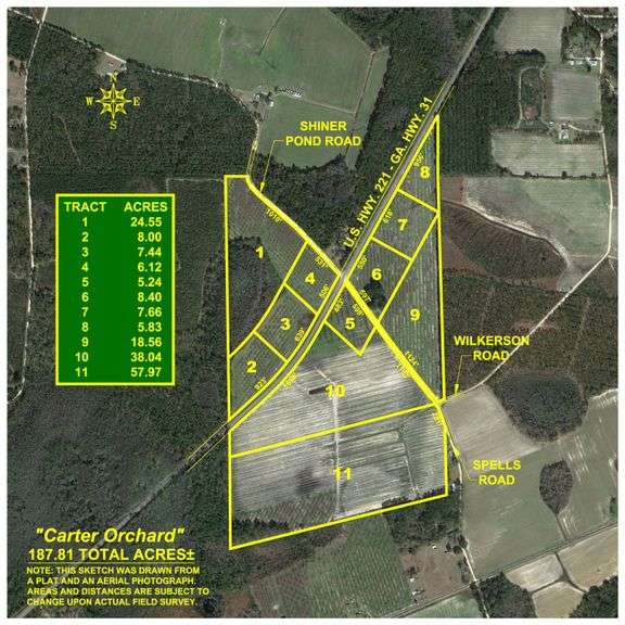 187± Acres - Carter Orchard - Residential Lots with Road Frontage on Lakeland Highway - Young Irrigated Orchard w/ Oak Hardwood Areas