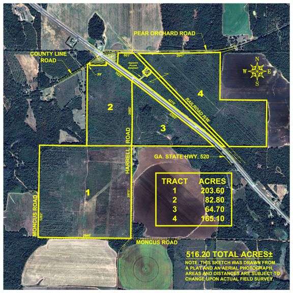 516.20 +/- Acres – The Chambliss Place  (4) - Prime Terrell County Recreational Tracts - Row Crop Cultivation Potential 