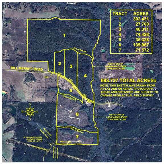 Jefferson Tract - 693± Total Acres - Exceptional Timber Investment - Plantation Pines & Lanahassee Creek Frontage - Offered Divided & As A Whole