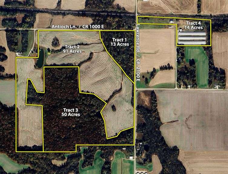 165 +/- AC TILLABLE AND WOODED ACREAGE POULTRY BARNS RICHLAND AND LAWRENCE COUNTY, ILLINOIS